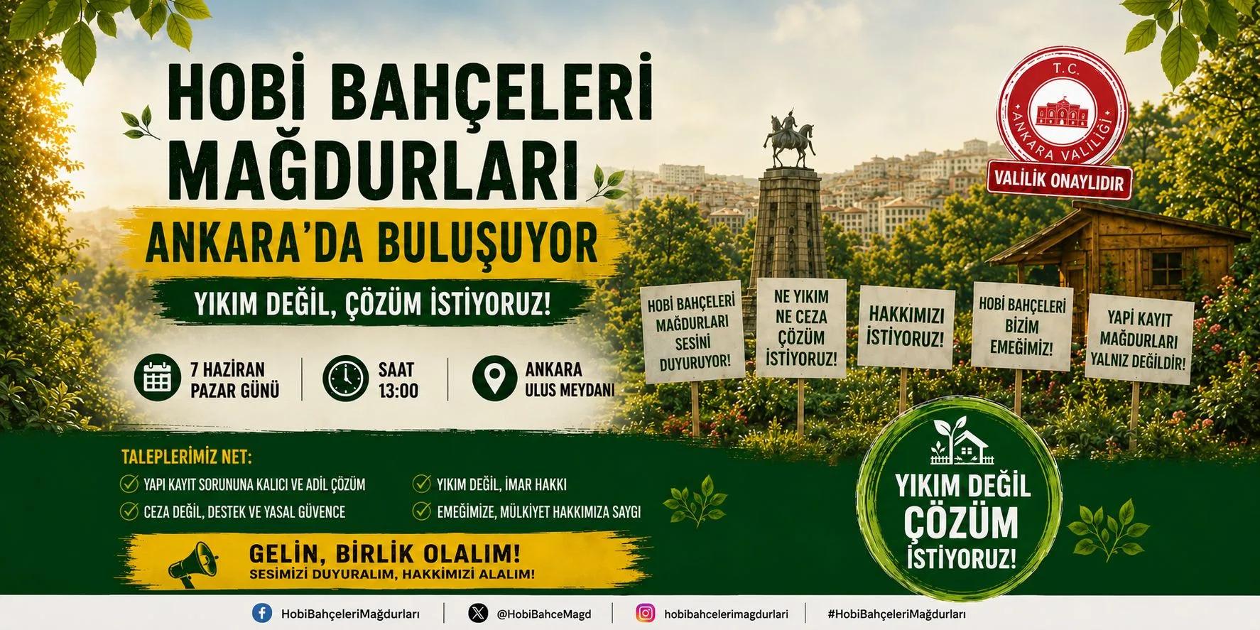 Hobi Bahçeleri Mağdurları Ankara’da Buluşuyor: “Yıkım Değil, Çözüm İstiyoruz”