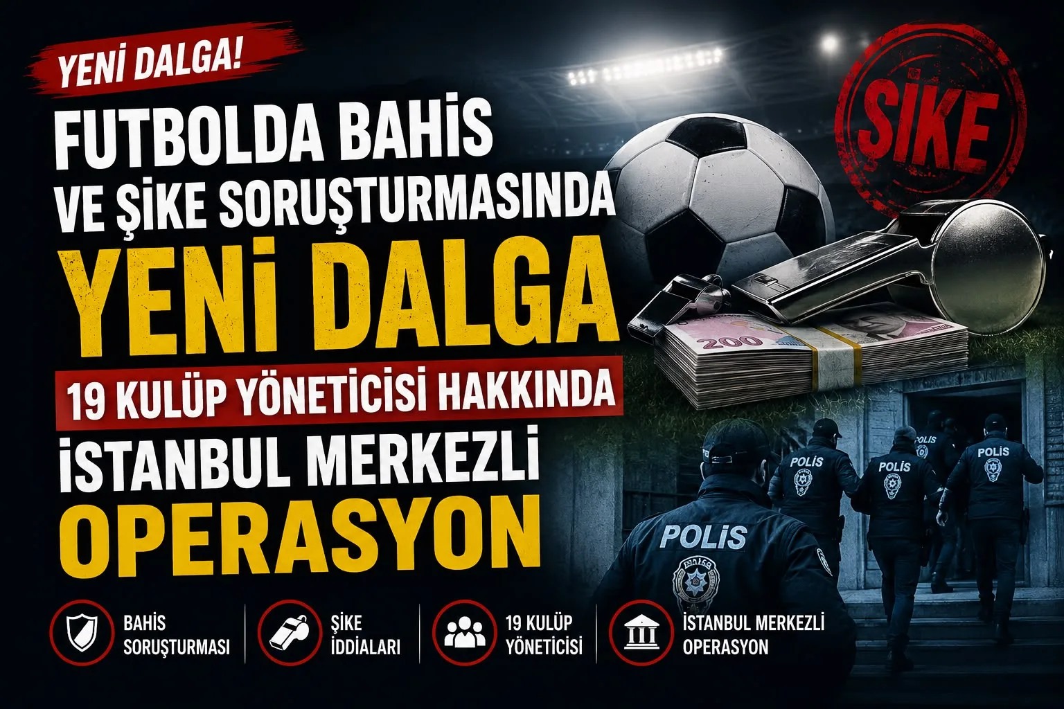 Futbolda bahis ve şike soruşturmasında yeni dalga: 19 kulüp yöneticisi hakkında İstanbul merkezli operasyon