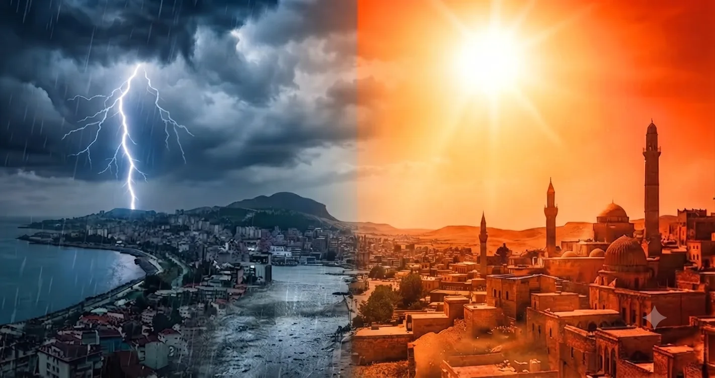 Meteoroloji'den Çifte Alarm: Türkiye'de Bir Yanda 44 Derece Kavurucu Sıcak, Diğer Yanda Sel ve Fırtına!